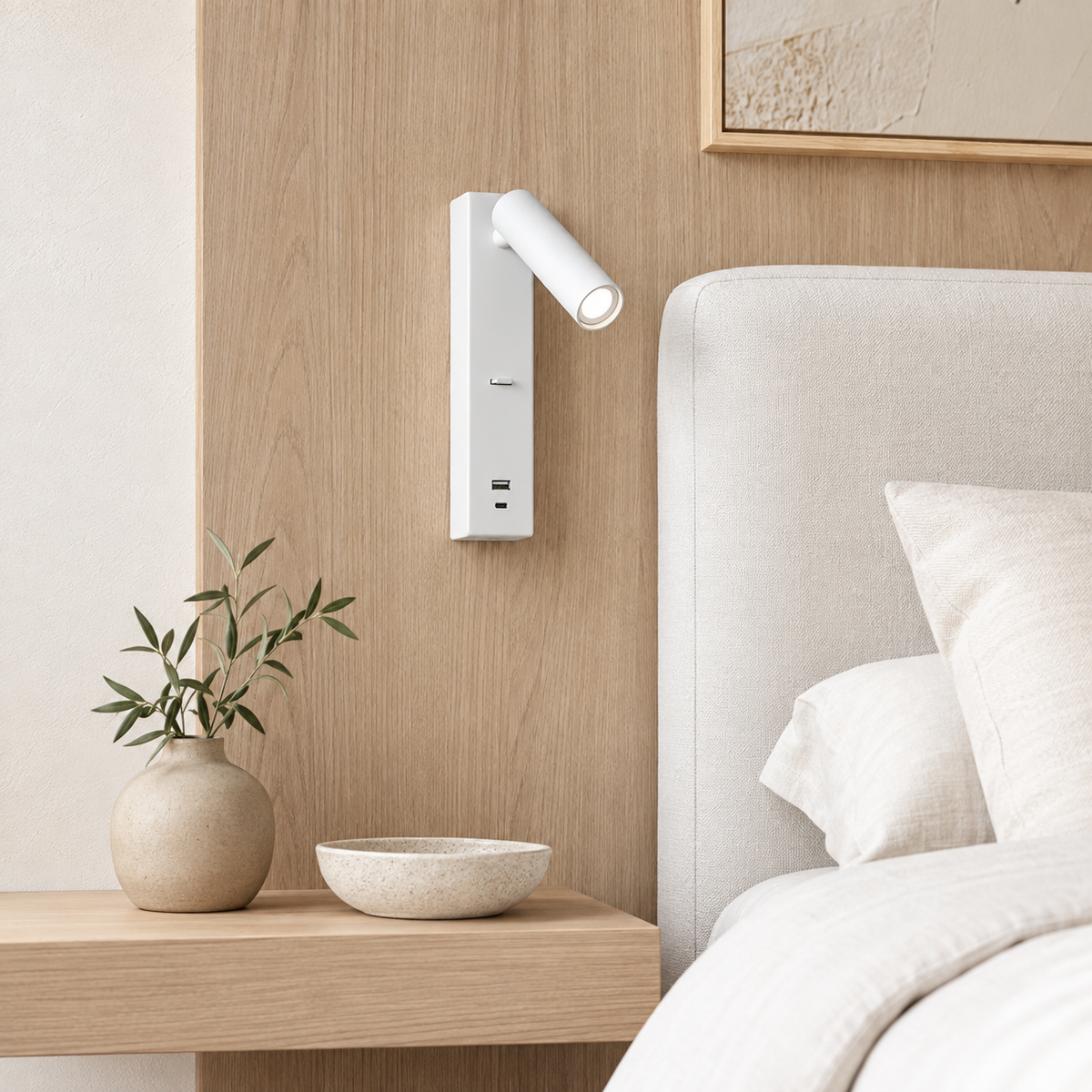 Бра з вимикачем на корпусі 3W 3000K USB-A + USB-C White Teco spot 260828-100008639