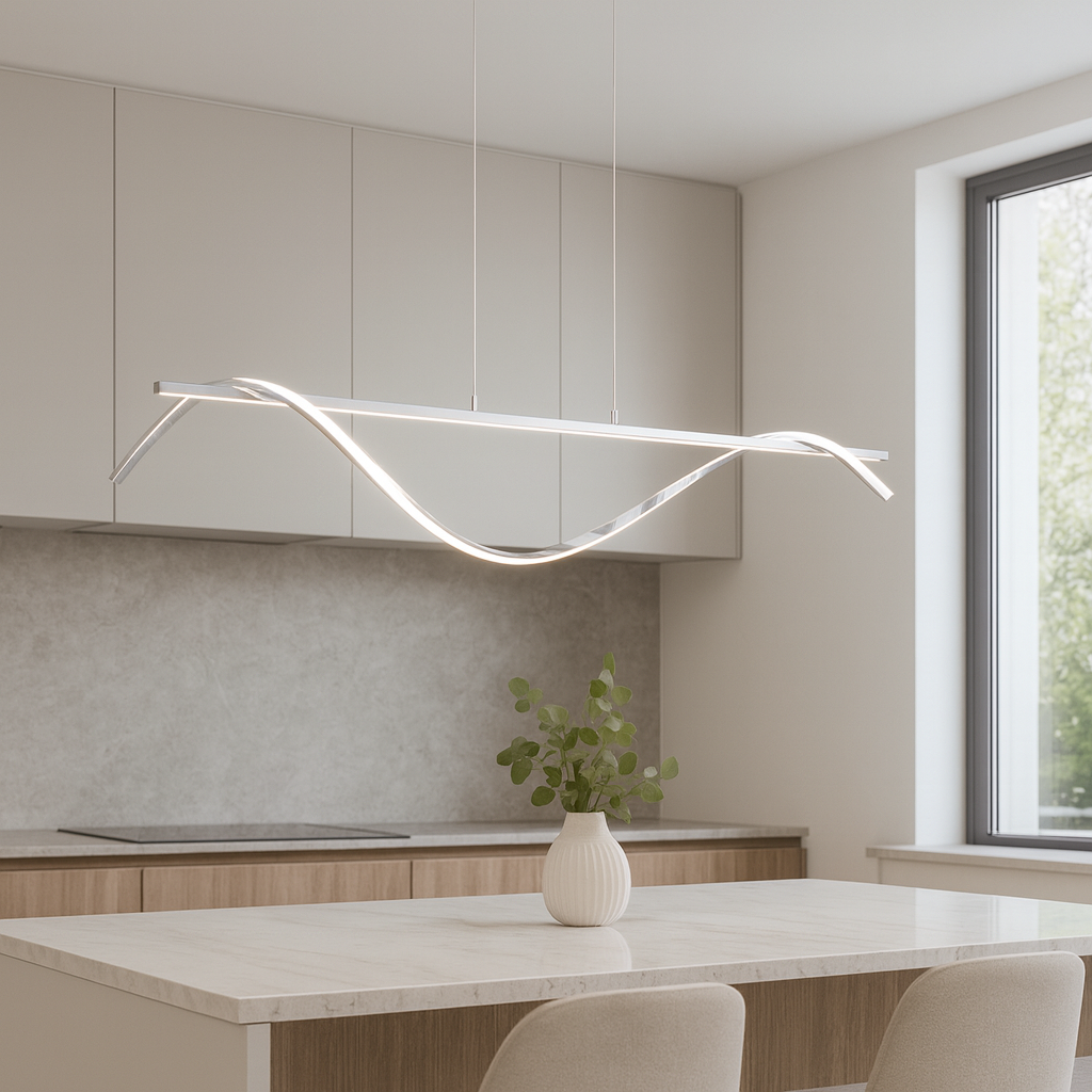 Підвісна люстра срібна хвиляста L-120 cm Led 23W 4000K Silver Gemo Wave 250940-100006080