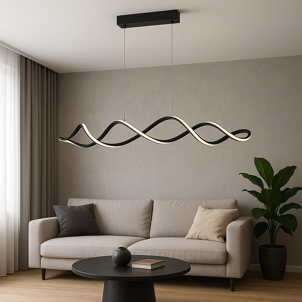 Підвісна люстра чорна хвиляста L-119 cm Led 43W 4000K Black Gemo Wave 250940-100006081