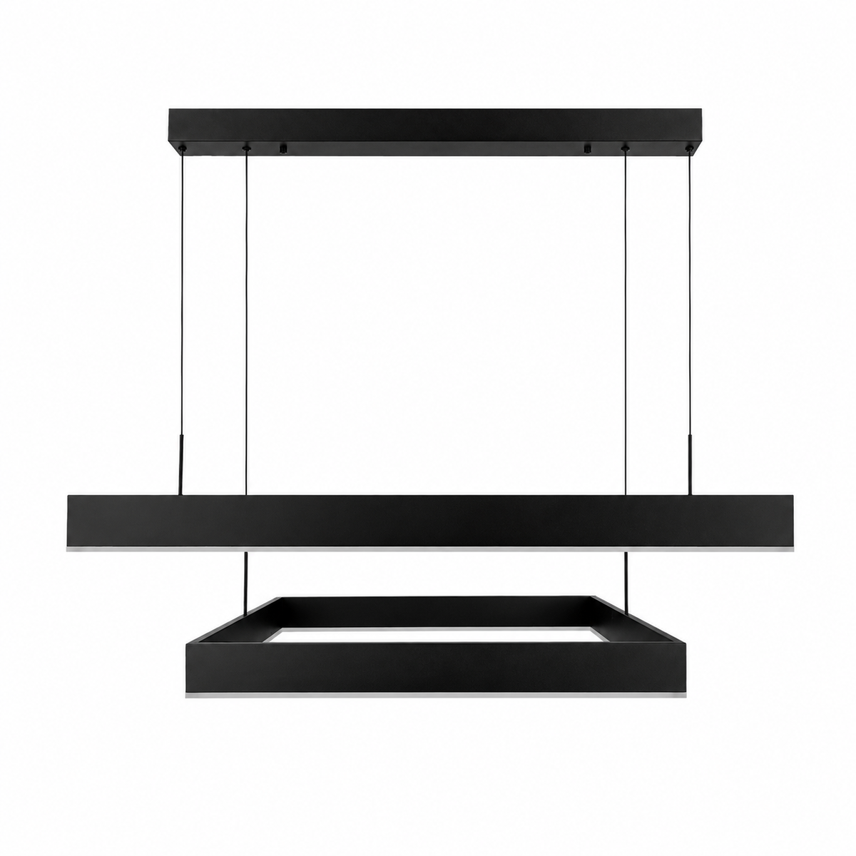 Люстра підвісна подвійна L-60+80 cm Led 70W 3000K-6000K Black Double Square 260718-100008414