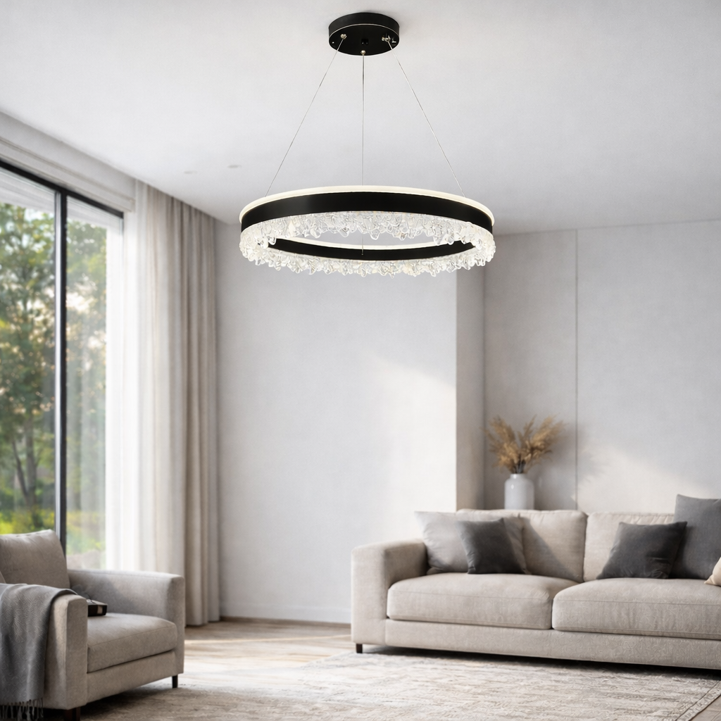 Підвісна люстра чорна D-50 cm Led 80W 3000K-6000K Black Ice 260288-100007480
