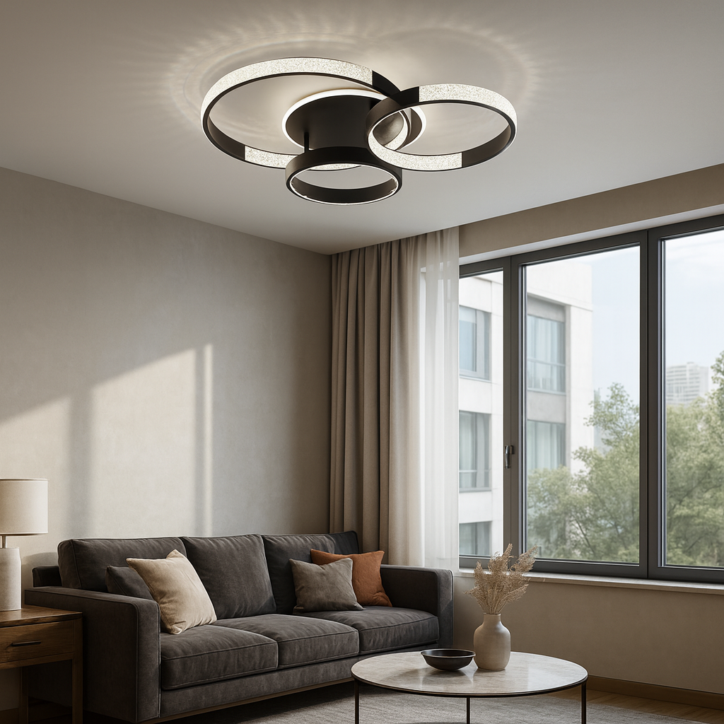 Стельова люстра чорна з пультом L-80 cm H-11.5 cm Led 100W 3000-6000K Black Arka lamp 251174-100006640