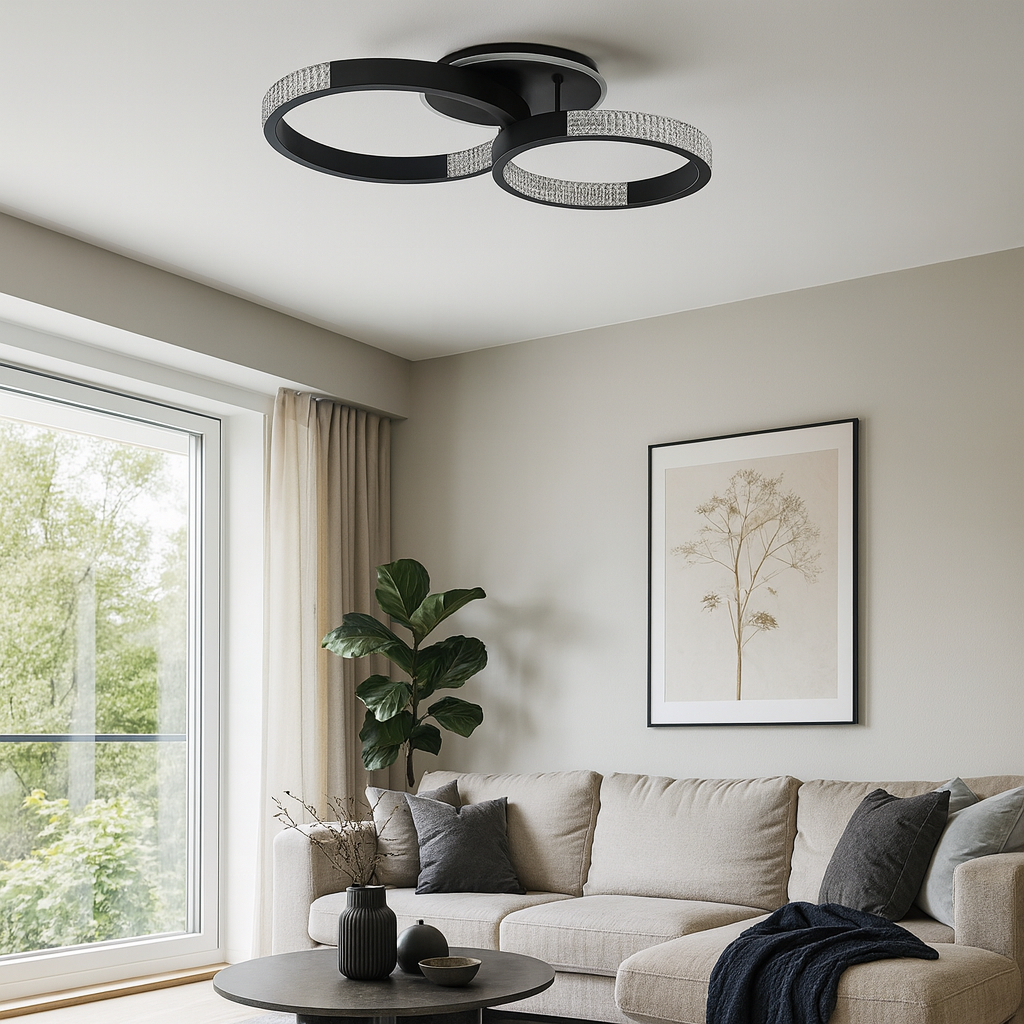 Стельова люстра чорна з пультом L-60 cm H-11 cm Led 80W 3000-6000K Black Arka lamp 251174-100006649