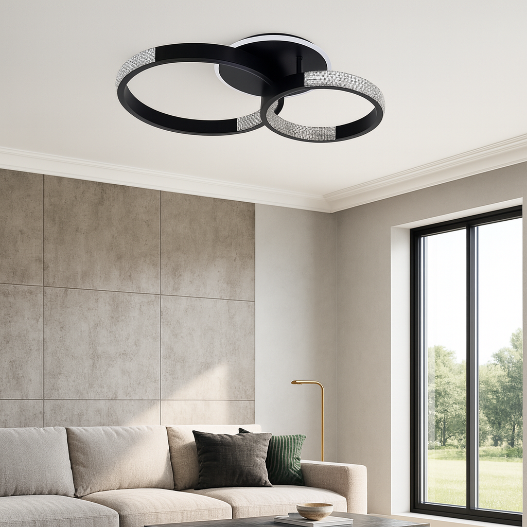 Стельова люстра чорна з пультом L-60 cm H-11 cm Led 80W 3000-6000K Black Arka lamp 251174-100006649