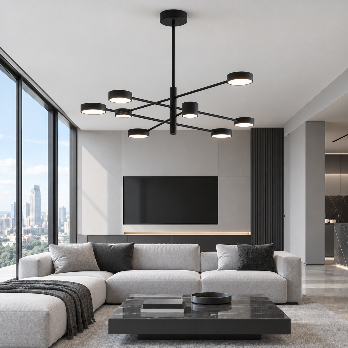 Люстра чорна з пультом D-100 cm Led 75W 2800K-6000K Black Satellite 260948-100008906