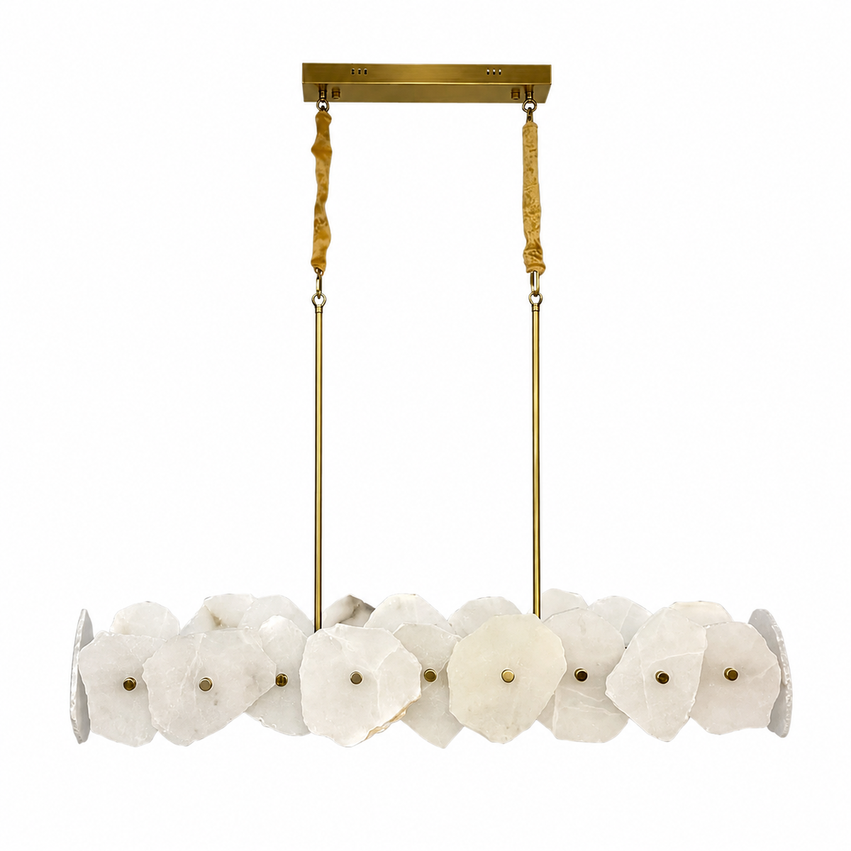 Видовжені люстри з мармуру L-100 cm / L-120 cm Led 3000K-6000K White+Gold Marble Flower 260618-100008143