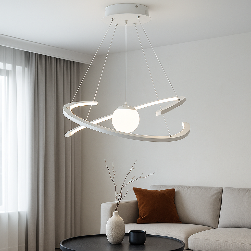 Люстра біла з білим плафоном D-62 cm Led 63W White Orbit 250635-100005247