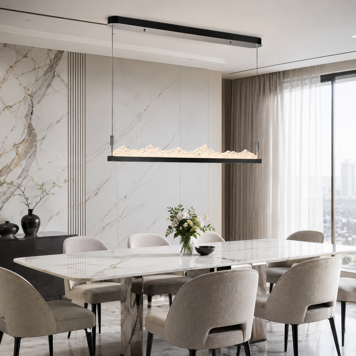 Підвісна люстра чорна L-120 cm Led 60W 3000K-6000K Black Ice 260618-100008147