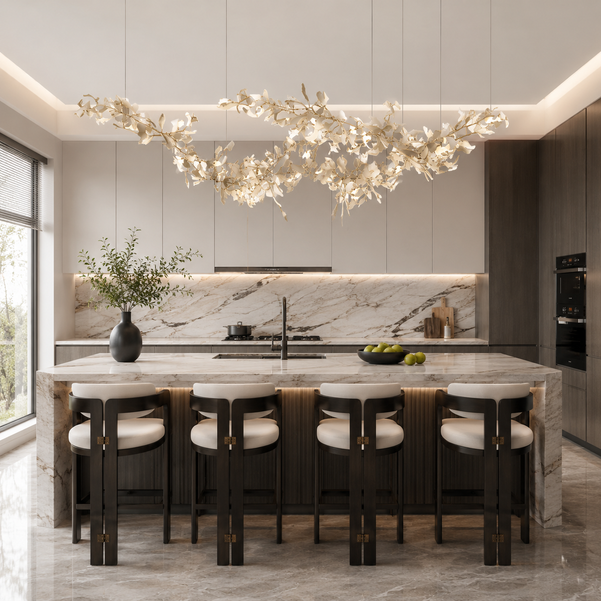 Підвісні люстри L-80 / 100 / 120 / 160 / 200 cm Led White+Gold Petals Flowers 260658-100008154