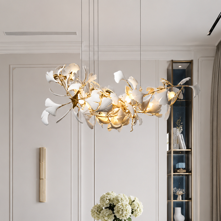 Підвісні люстри L-80 / 100 / 120 / 160 / 200 cm Led White+Gold Petals Flowers 260658-100008154