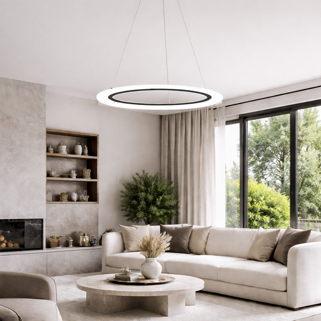 Підвісні люстри чорні D-60 cm / D-80 cm Led 3000K-6000K Black Circle 260118-100007177