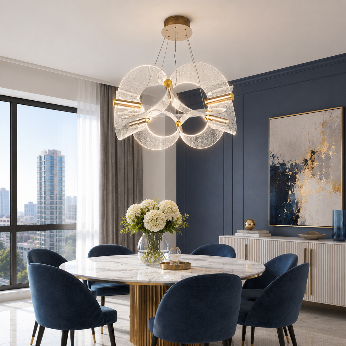 Люстра золота D-64 cm Led 3000K-6000K 32W Gold Aurora 260618-100008158