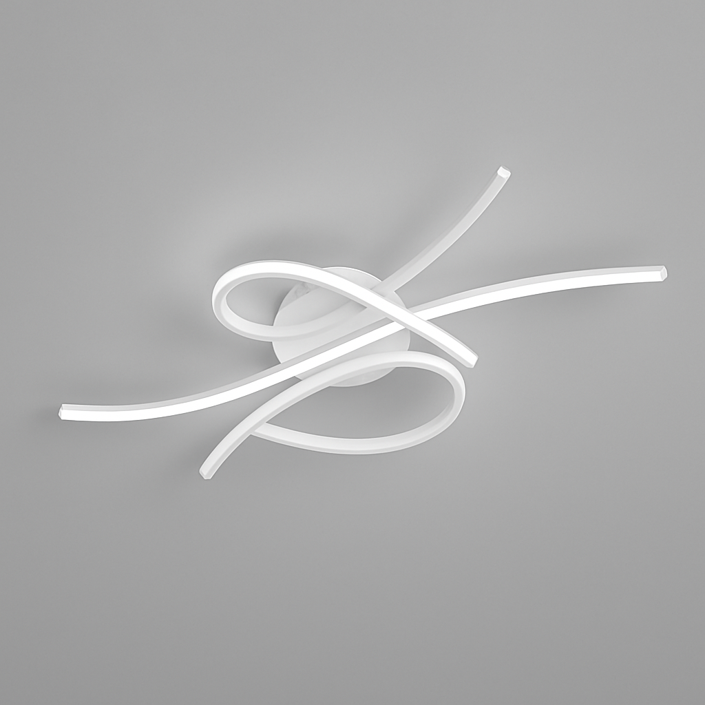 Люстра стельова біла хвиляста з пультом L-86 cm Led White Wave Ceiling 250819-100005720