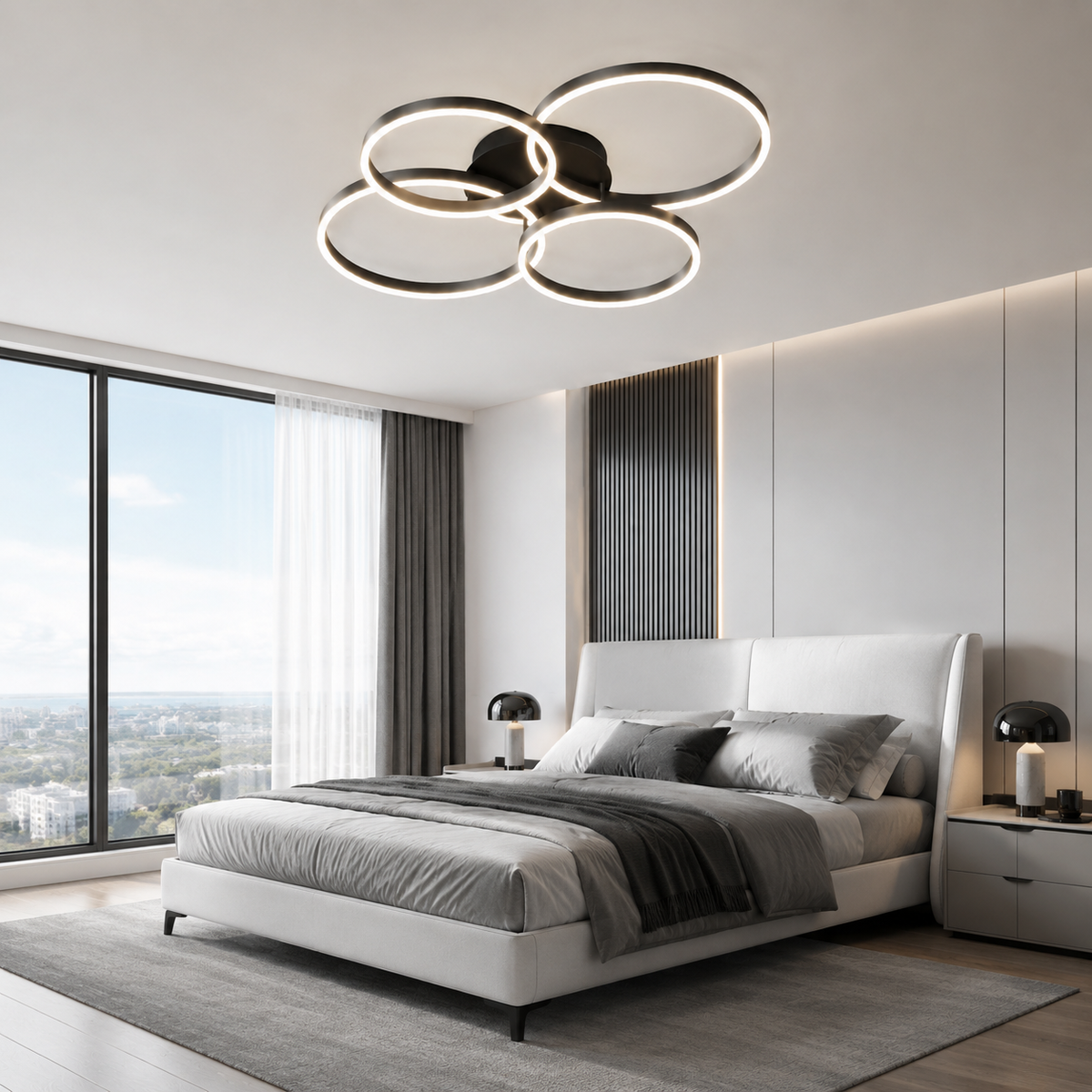 Стельова люстра чорна Led 105W 3000K 4500K 6000K Black Anelli 4 260818-100008745