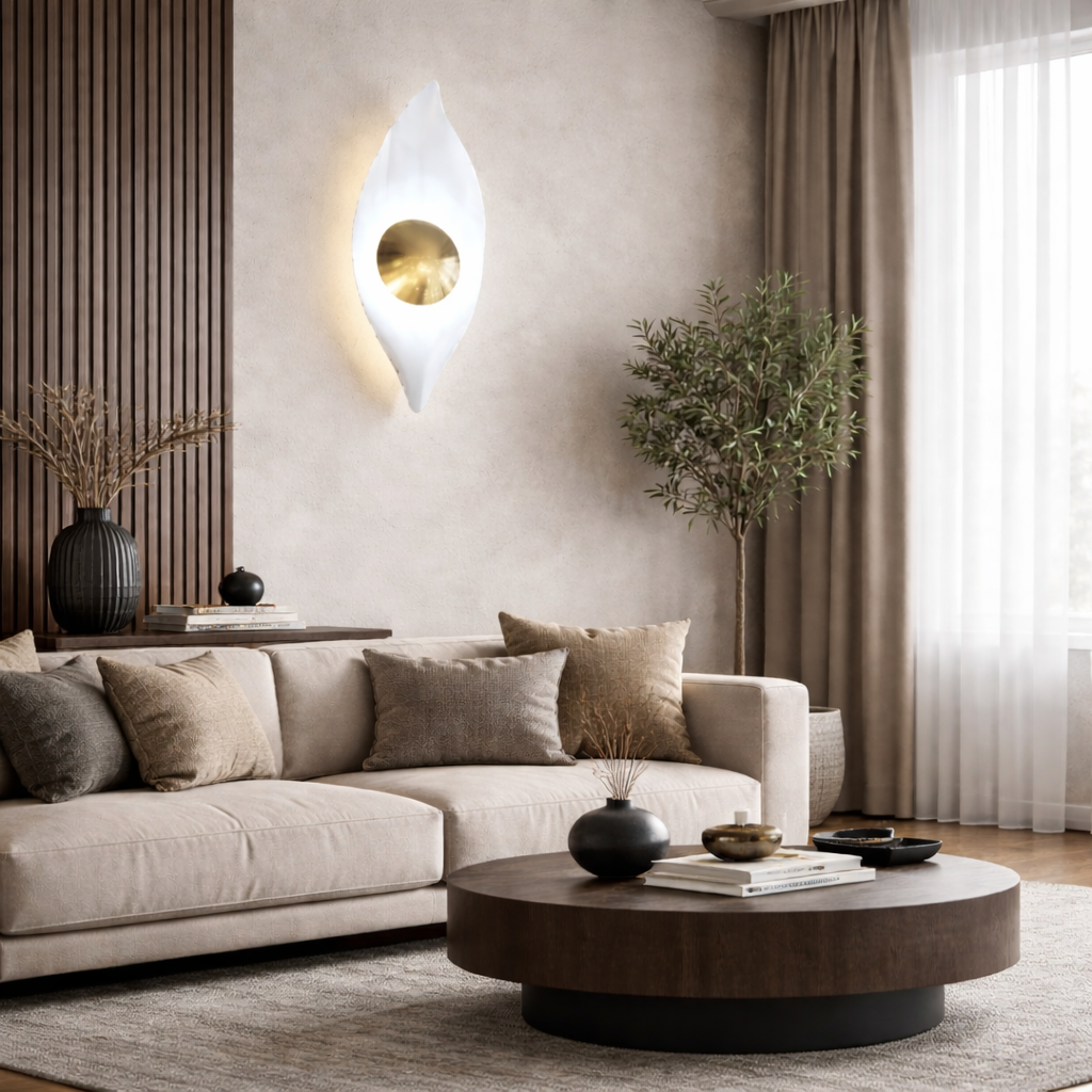 Настінний світильник білий H-44 cm Led 4.6W 3000K-6000K White+Gold Leaf 260135-100007330