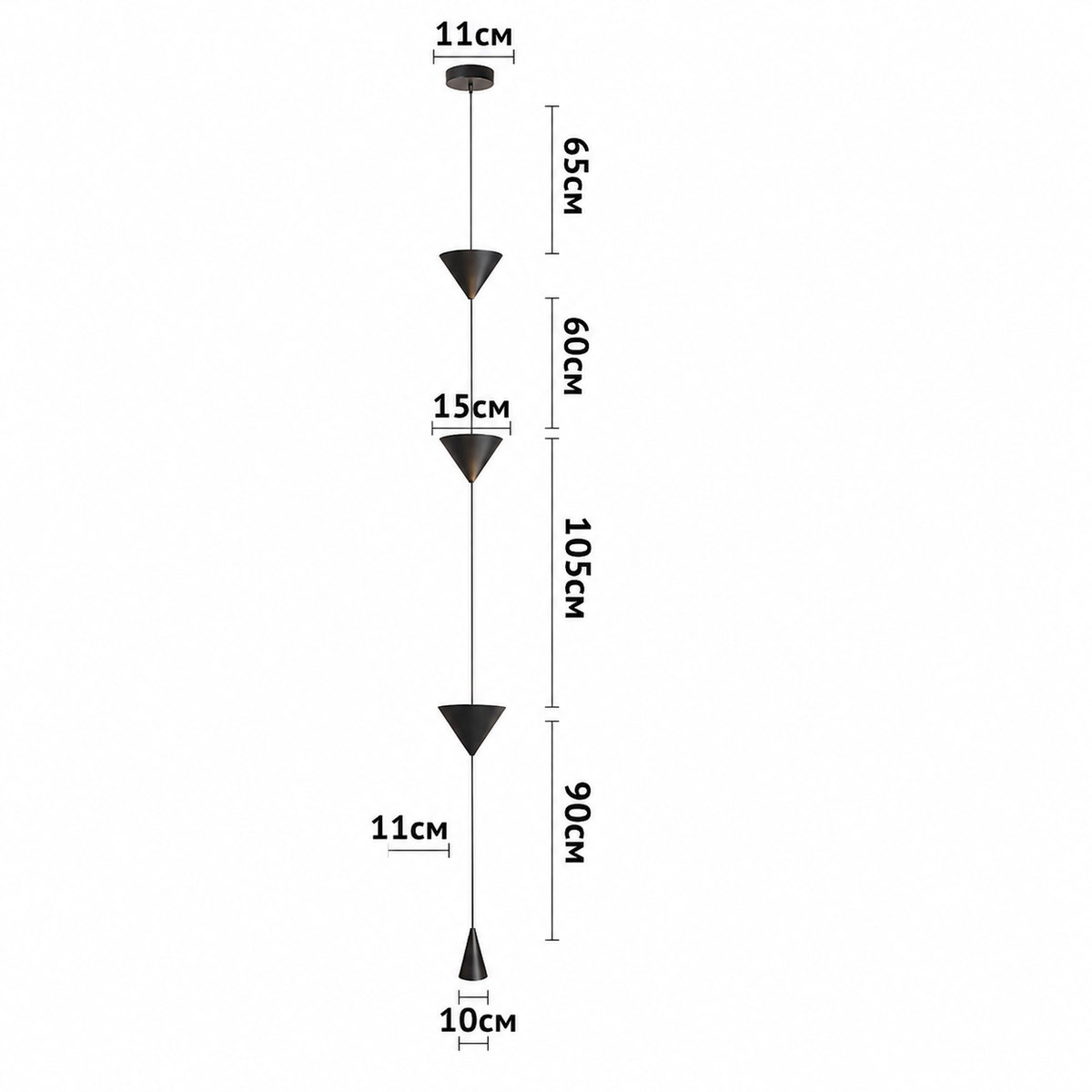 Торшер чорний L-350 cm Led 18W Black Cone 260658-100008300
