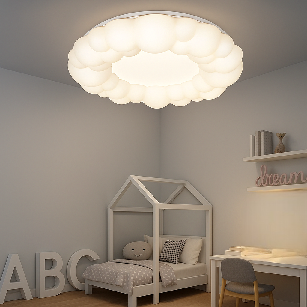 Люстра біла стельова квітка хмаринка з пультом D-50 cm H-10 cm Led 72W 2700К-6500К White Flower 250664-100005294