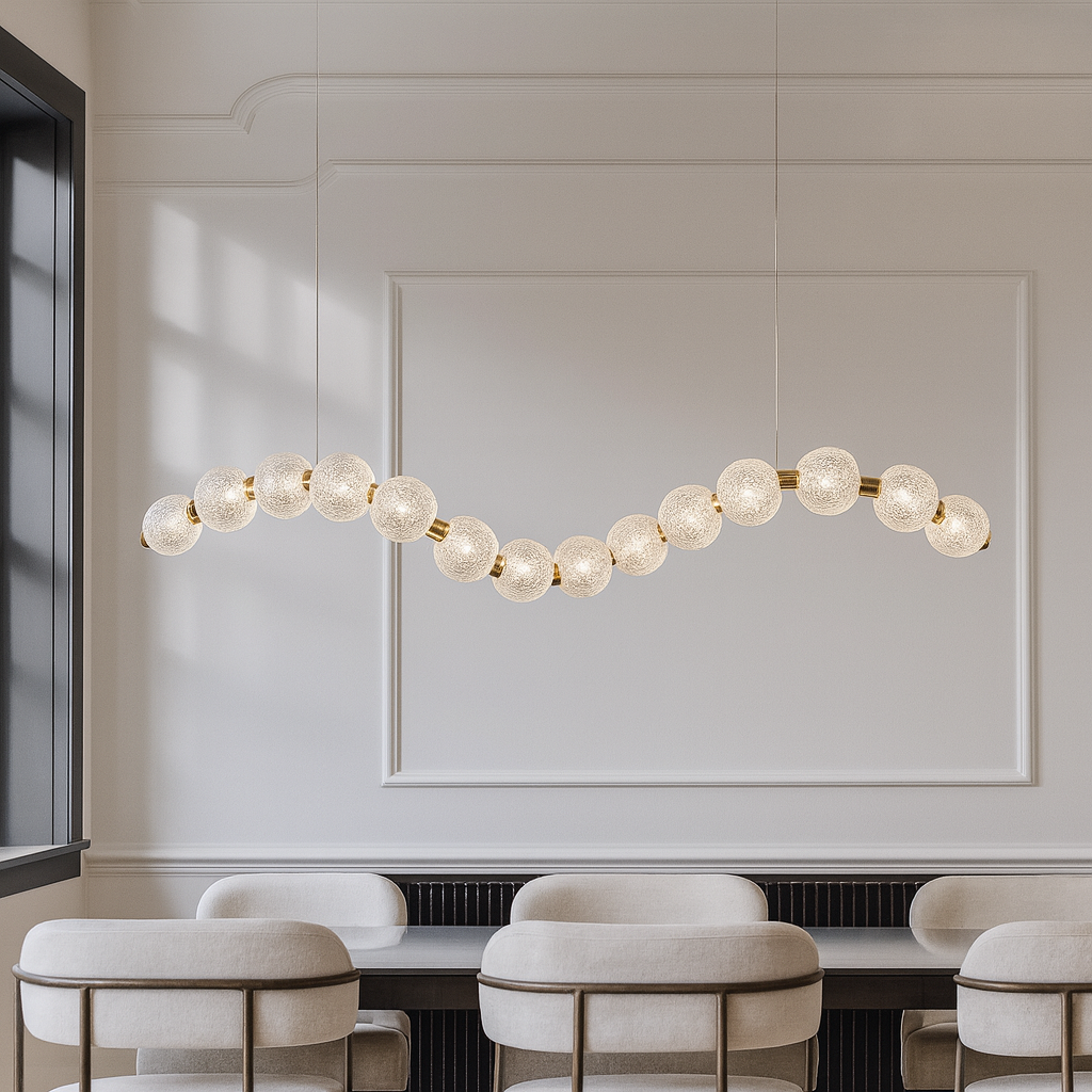 Підвісна люстра з прозорими перлинами L-100 cm Led 14W White Pearls 251018-100006377