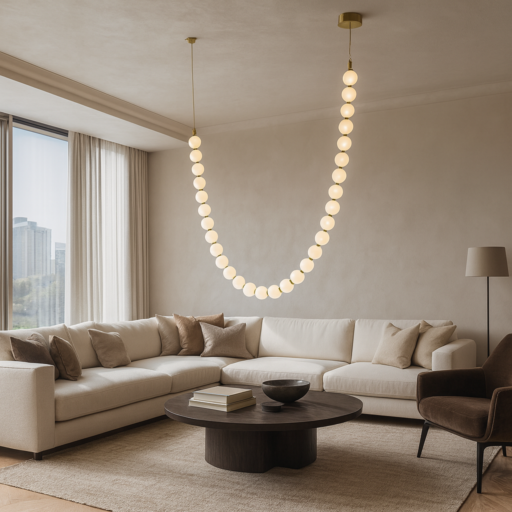 Підвісні люстри з білими перлинами L-270 cm/ L-380 cm Led White Pearls 251018-100006378
