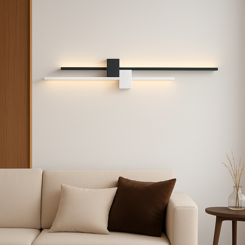 Бра лінійне чорно-біле Black + White H-60 / H-80 /H-100 cm 3000-6000K Led Double lines square 241019-100003880