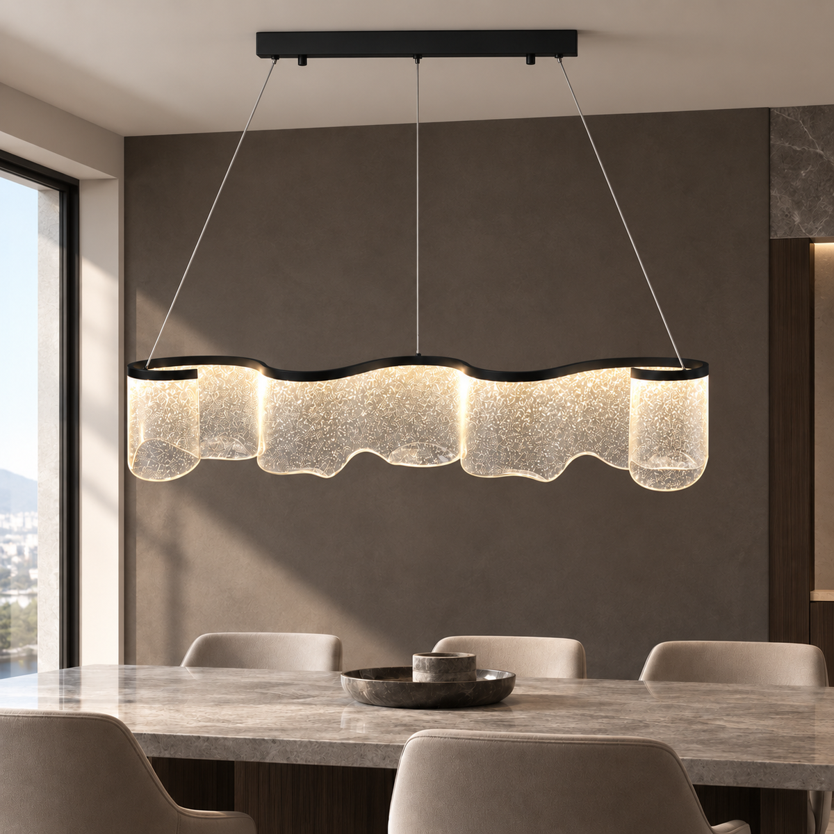 Підвісна люстра чорна L-120 cm Led 42W 3000K-6000K Black Aurora 260935-100008922