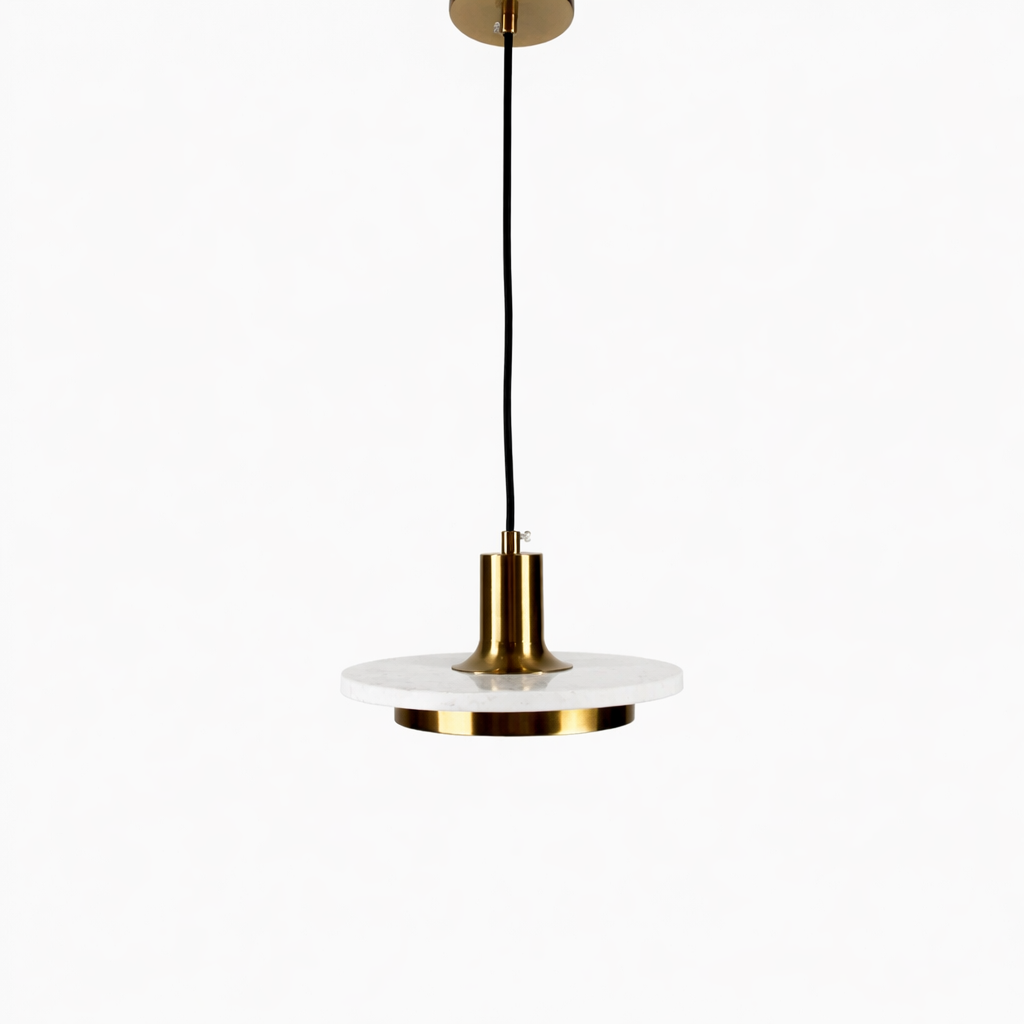 Підвіс білий з мармуру H-120 см Led 7W 4000K White+Gold Marble plate 260118-100007214