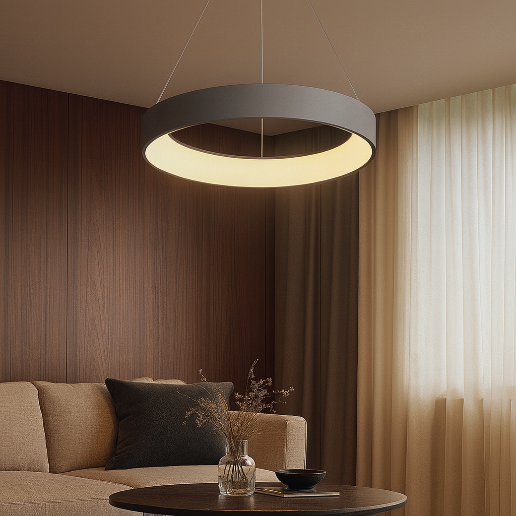 Підвісна люстра чорна кругла світлодіодна D-55 cm Led 62W Black Strict Ring 250819-100005807