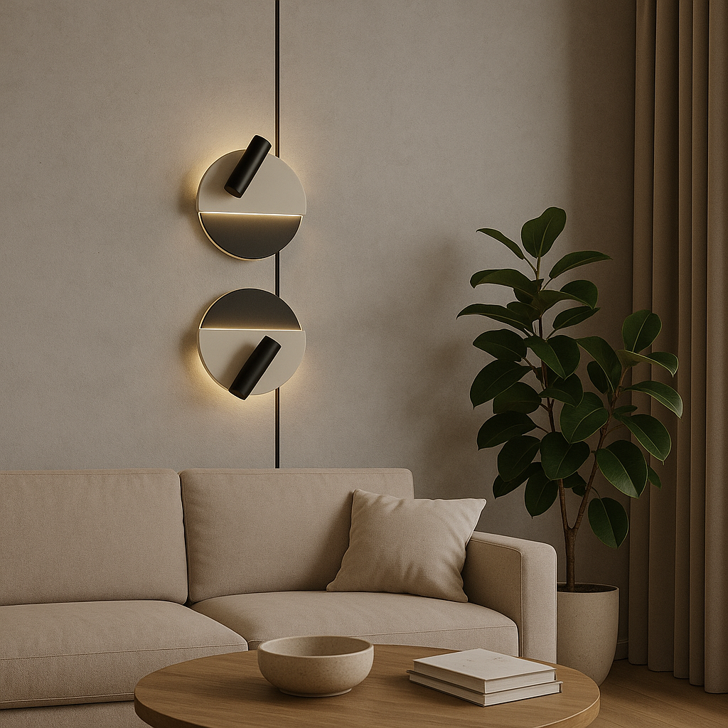 Світильник настінний зі спотом з вимикачем на корпусі Domino circle D180 Led 10W 4000К Black & White 240818-100003622