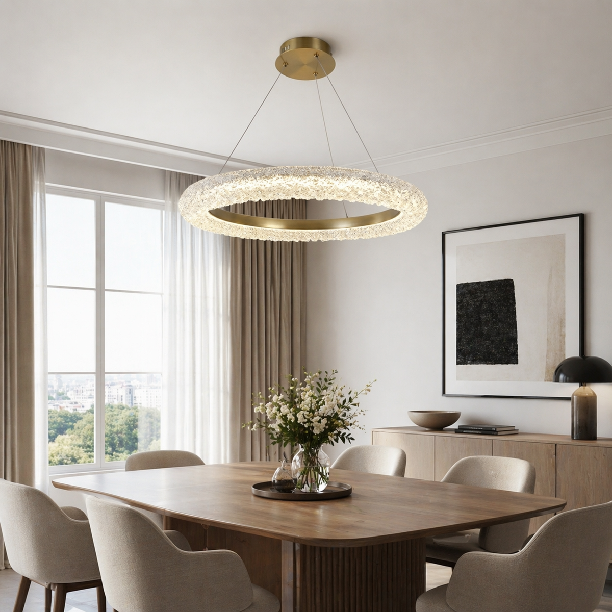 Підвісна люстра золота D-80 cm Led 3000K-6000K 50W White+Gold Ice 260418-100007820