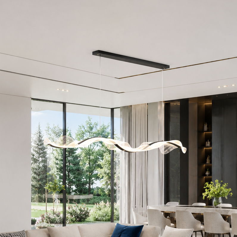 Видовжена люстра чорна L-120 cm Led 3000K-6000K Black Aurora 260688-100008164