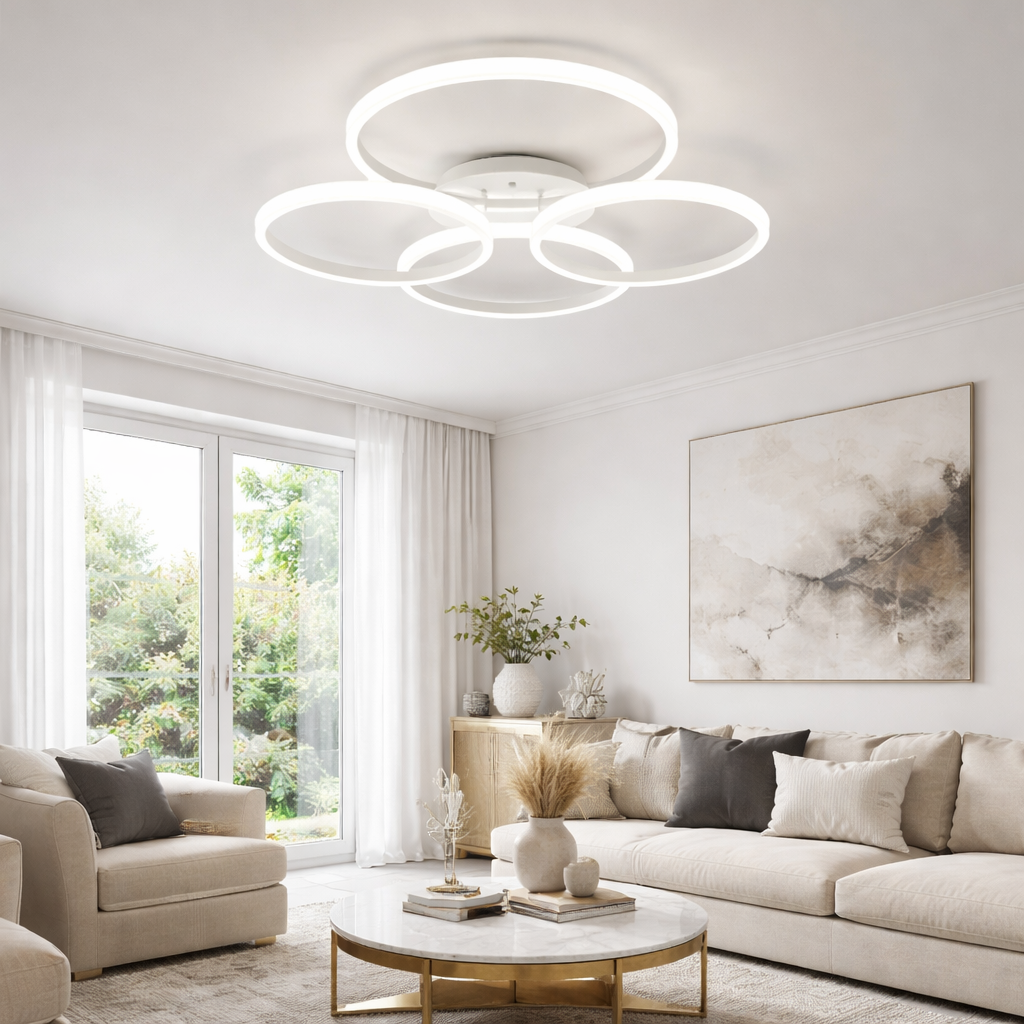 Стельова люстра біла L-80 cm Led 115W 3000K 4500K 6000K White Anelli 251218-100006939