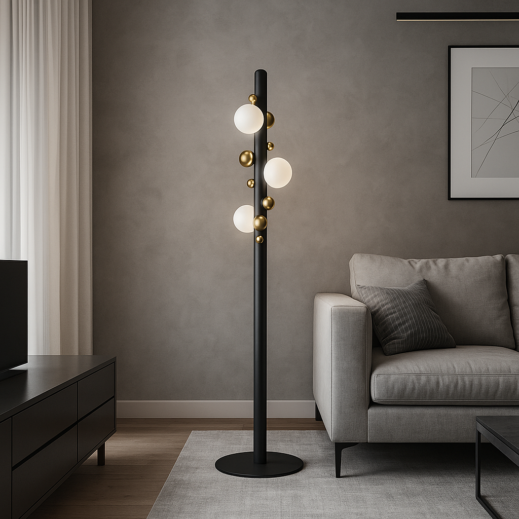 Торшер чорний з шариками H-150 cm Lunar F Black 250672-100005330