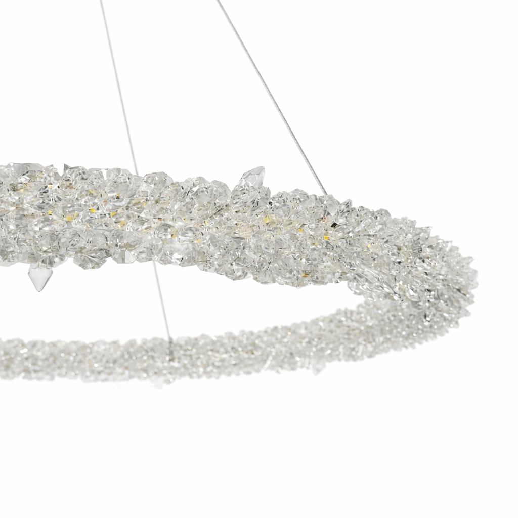 Люстри з подвійними кільцями D-40+60 / D-60+80 cm Led 4000К Gold Frost Clear Crystal 260118-100007232