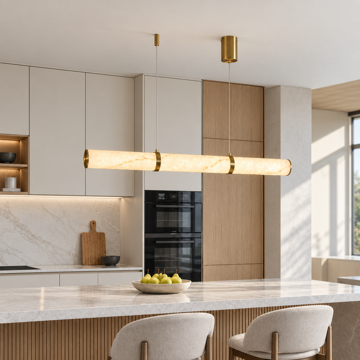 Підвісні люстри золоті L-100 cm / L-150 cm Led 3000K-6000K Gold Imitation Marble 260918-100008951