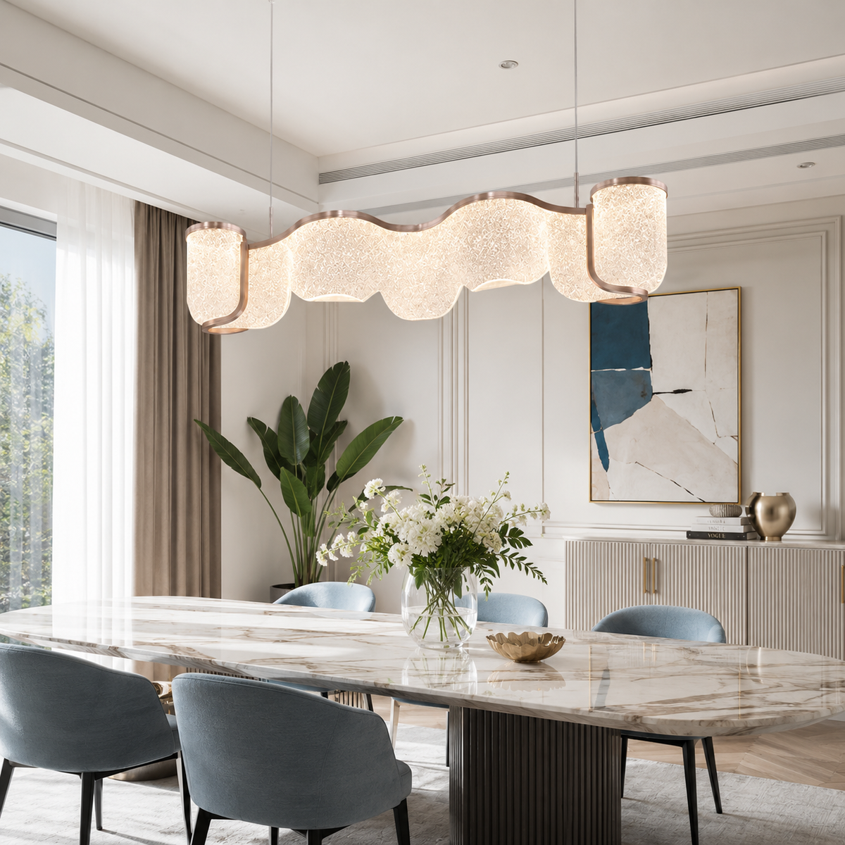 Підвісна подвійна люстра золота D-120 cm Led 100W 3000K-6000K Gold rose Aurora 260688-100008184