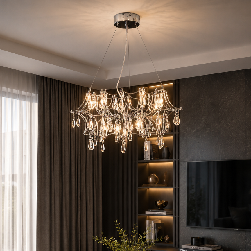 Підвісні люстри срібні D-65 cm / D-80 cm Led 3000K-6000K Chrome Rain 260518-100008021