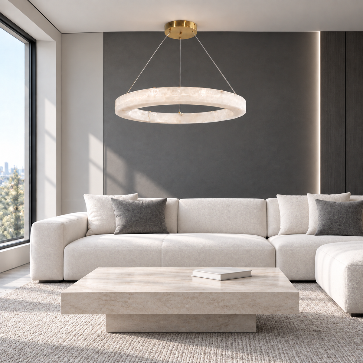 Підвісні люстри золоті D-60 cm / D-80 cm Led 3000K-6000K Gold Imitation Marble 260918-100008993