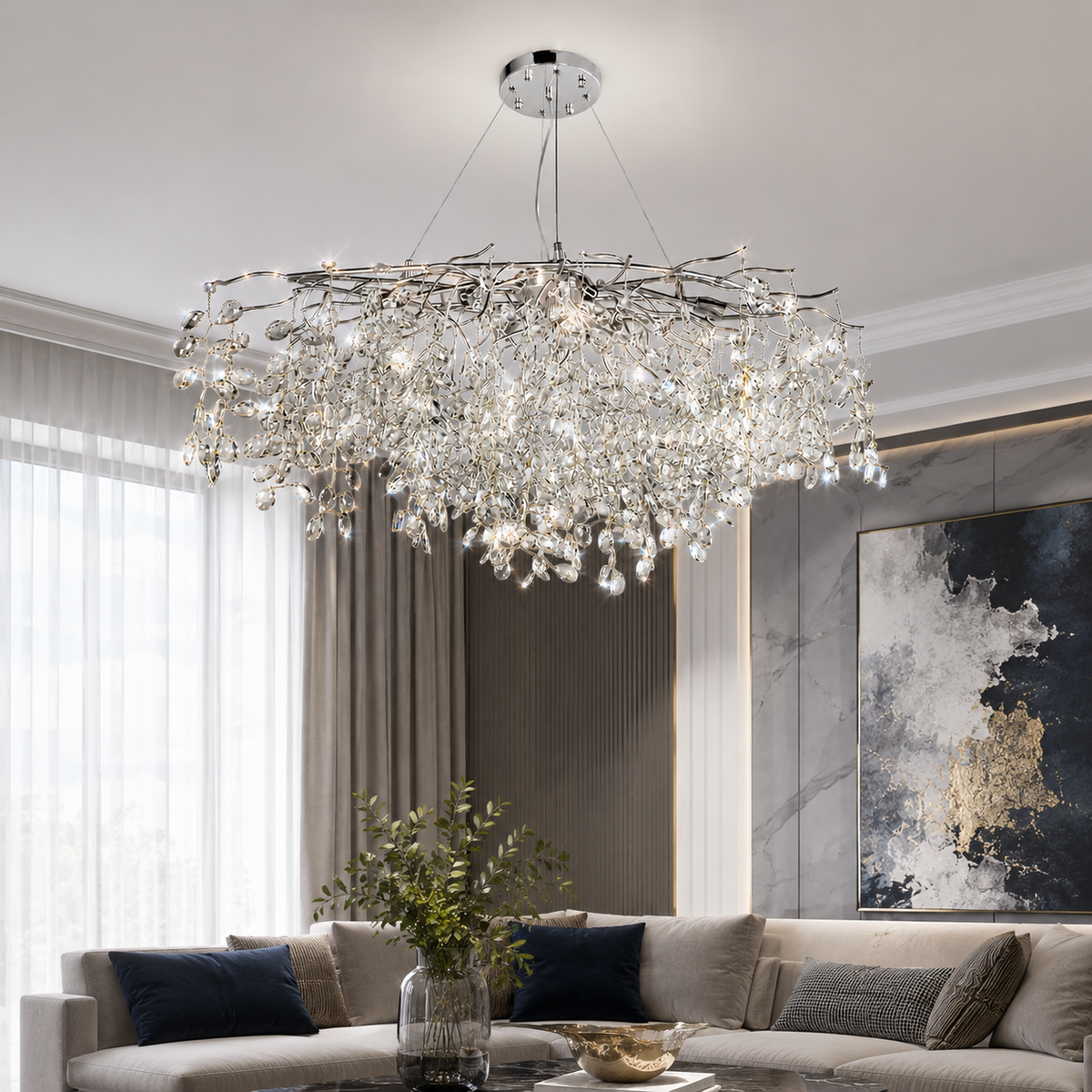 Підвісні люстри срібні D-100 cm / D-120 cm / D-160 cm G9 Chrome Tree 260618-100008198