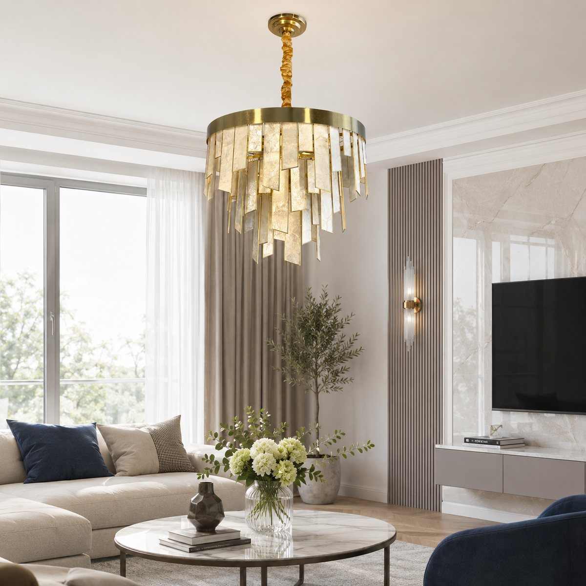 Підвісні люстри з імітацією мармуру D-50 cm / D-80 cm E14 Gold Imitation Marble 260618-100008200