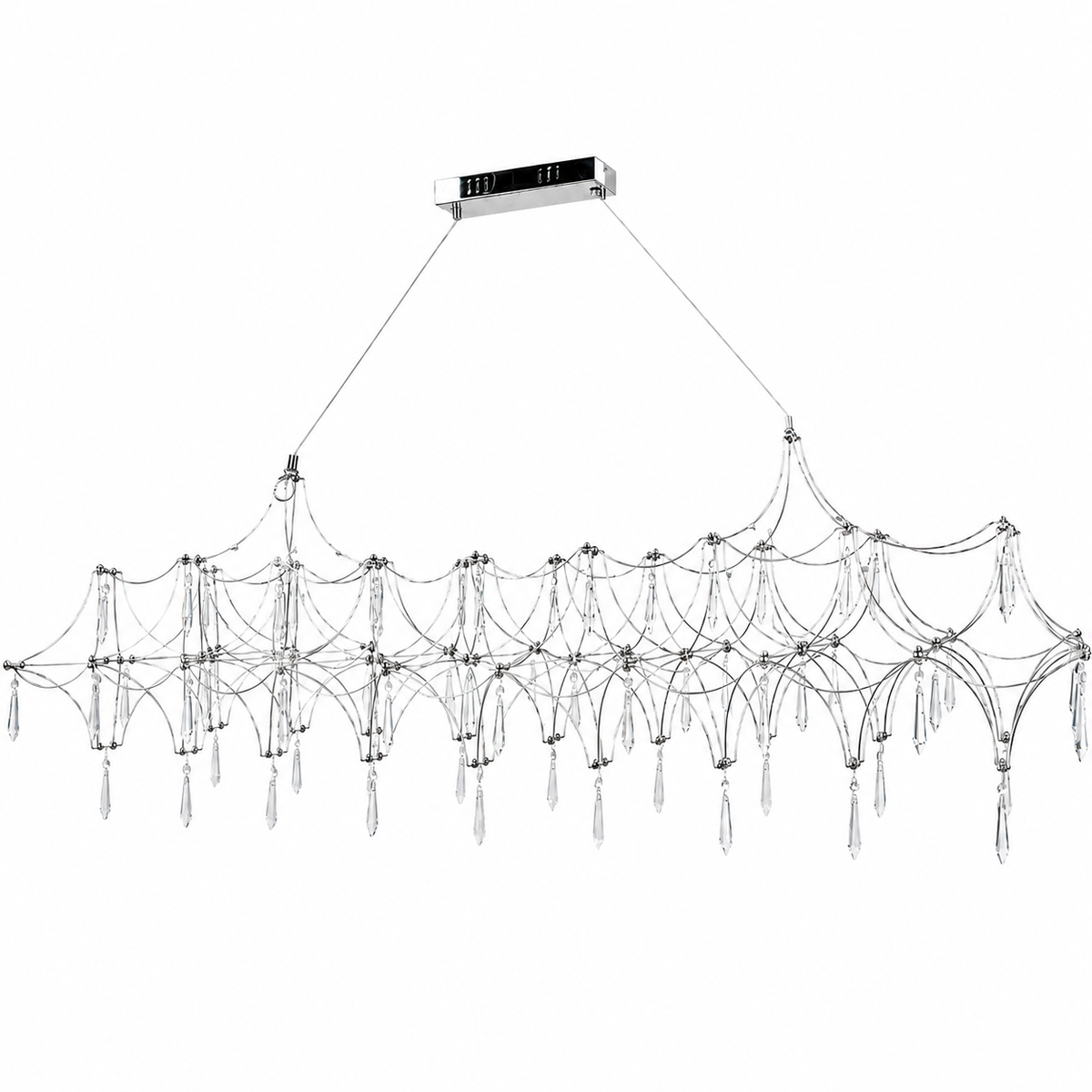 Підвісні люстри срібна з пультом L-120 cm / L-160 cm Led 3000K-6000K Chrome Rain 260618-100008208