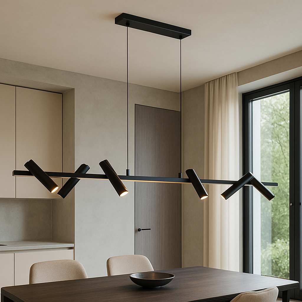 Підвісна люстра чорна з регулюючими спотами L-120 cm Led 18W Black Spot 250918-100006172