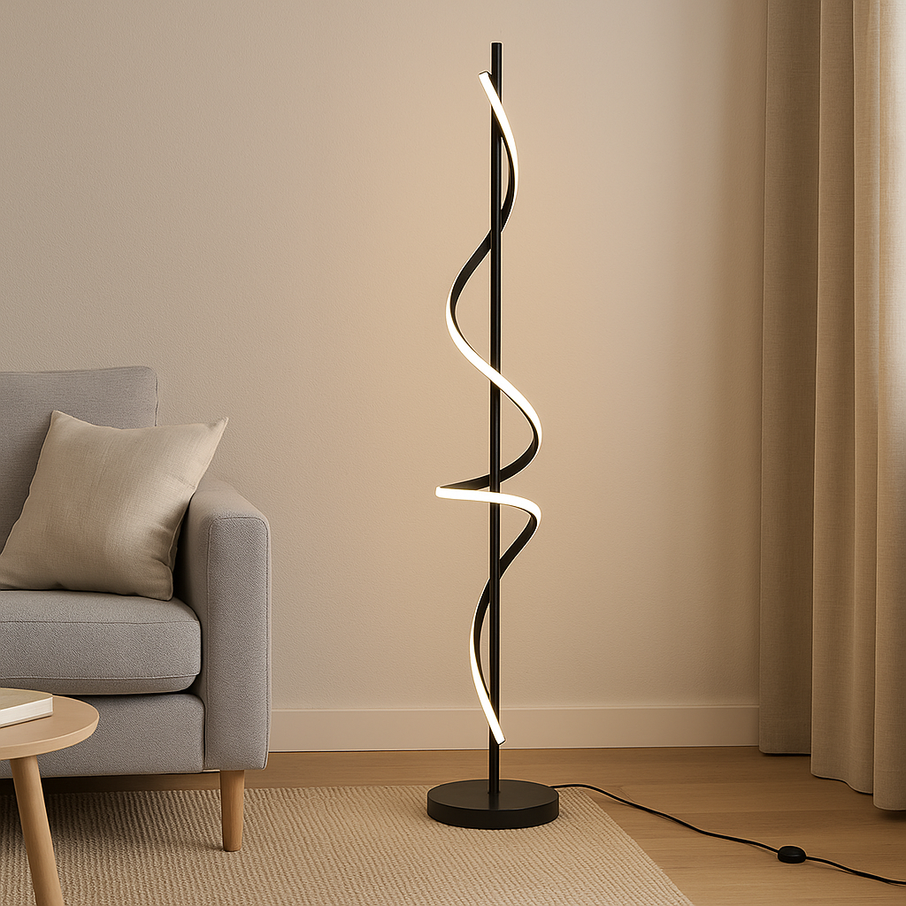 Торшер чорний хвилястий H-148 cm Led 38W 4000K Black Wave 250862-100005822