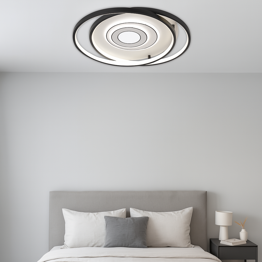 Люстра стельова світлодіодна чорно-білі кільця з пультом Led 110W Black+White Circle 250660-100005355