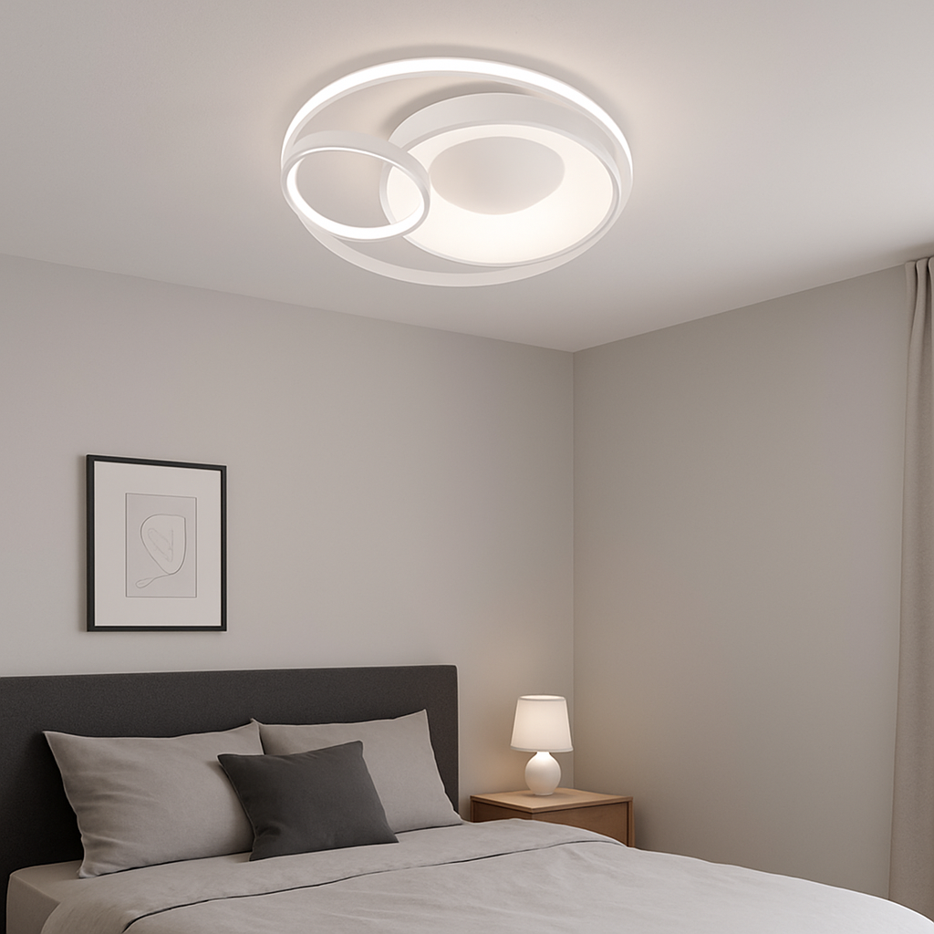 Стельова люстра біла кругла D-50 cm Led 100W Black Trio Ceiling 250660-100005358