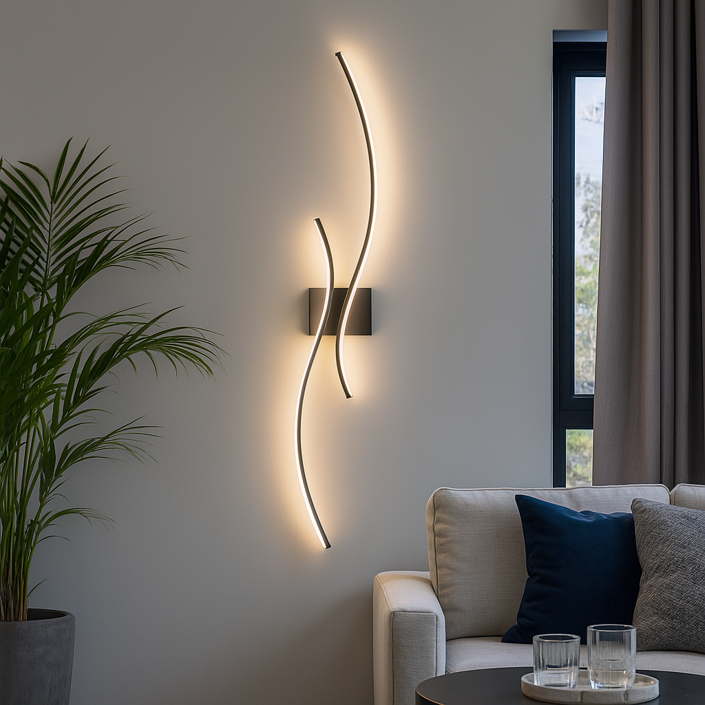 Настінний світильник Double waves L-60 cm / L-80cm / L-100 cm Led 12W 4000K Black 241080-100003925