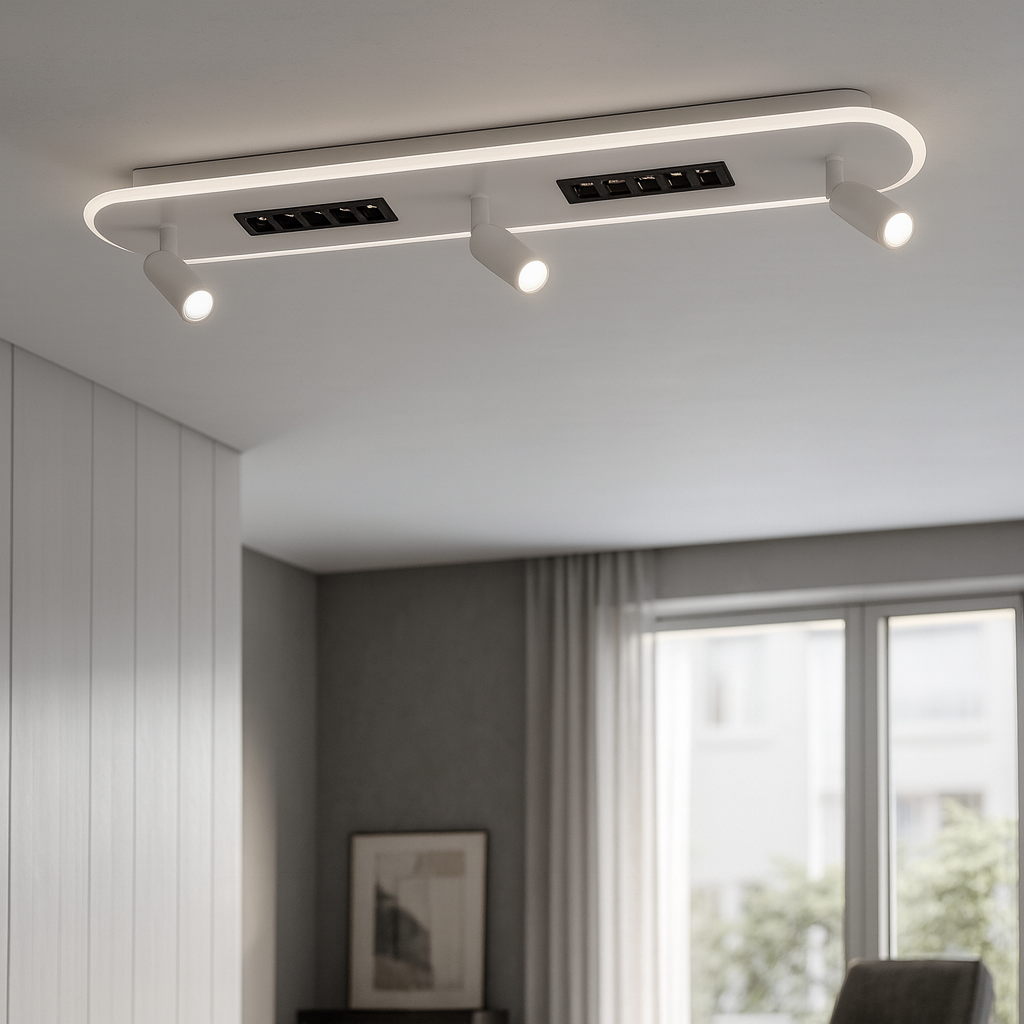 Стельова люстра біла зі спотами з пультом L-80 cm Led 58W White Smart 251075-100006432