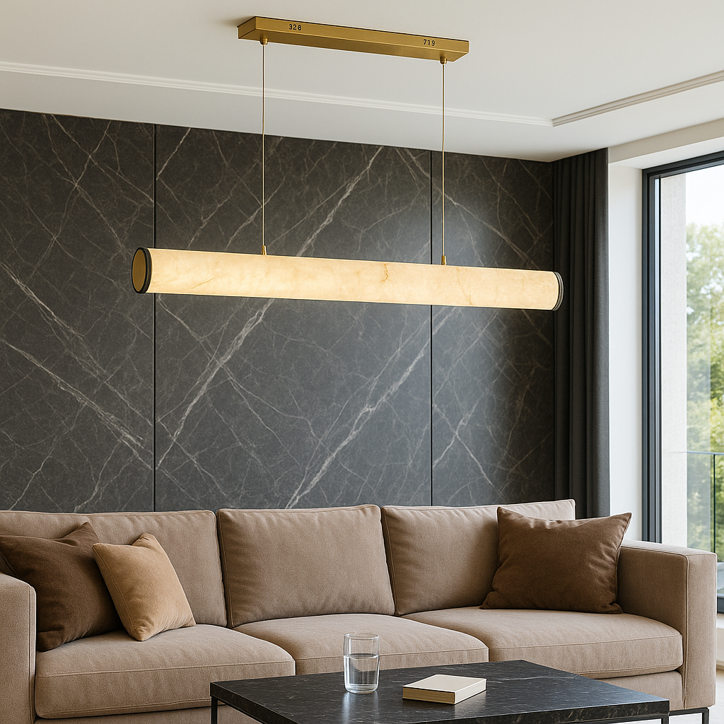 Підвісна люстра біла з імітацією мармуру L-100 cm / L-120 cm / L-150 cm Led White Marble 251018-100006439