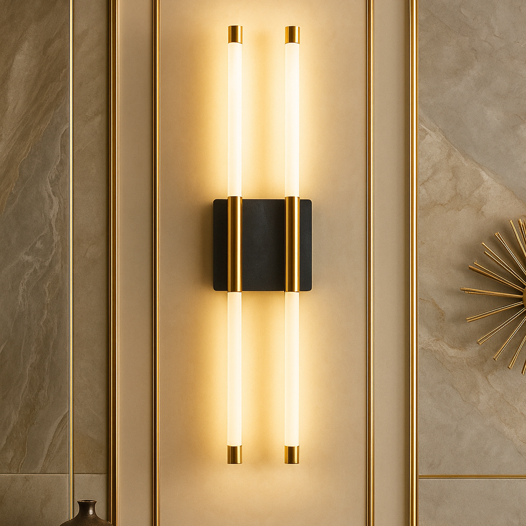 Настінний світильник бра чорний з золотом H-60 cm W-15 cm Led Black+Gold Two Lines 250647-100005372