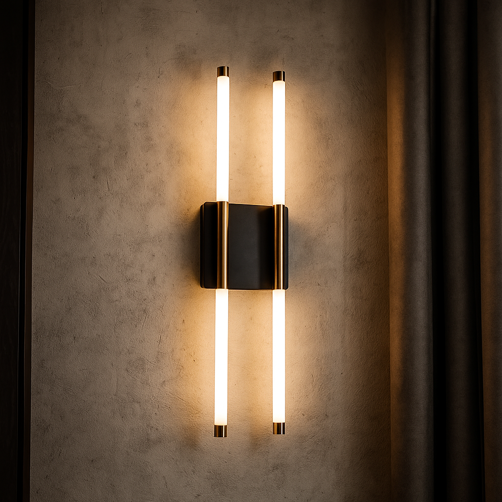 Настінний світильник бра чорний з золотом H-60 cm W-15 cm Led Black+Gold Two Lines 250647-100005372