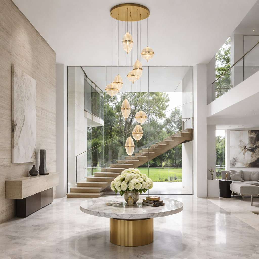 Каскадна люстра D-60 cm Led*12 190W 3000K-5000K Gold Cascade 260122-100007273